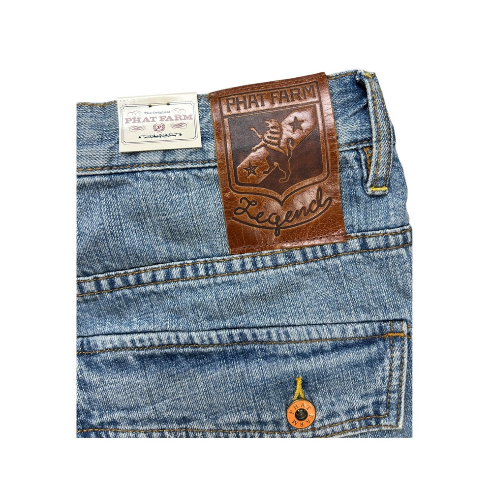 Phat Farm Legends Men 38 Blue Denim Cargo Shorts Baggy Y2K Streetwear NWT - Picture 6 of 10